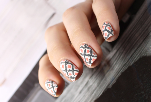 White And Gray Ikat Nails Mari S Nail Polish Blog